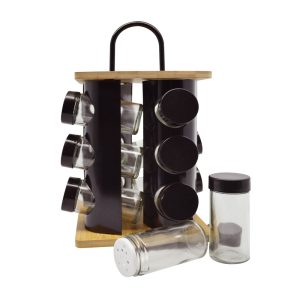 ANKOR Βάση Μπαχαρικών Περιστρεφόμενη 12τεμ Μπαμπού Με Μέταλλο