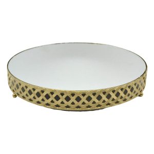 ANKOR Διακοσμητικός Δίσκος Μεταλλικός Σε Χρυσό Χρώμα Με Καθρέφτη 26εκ.