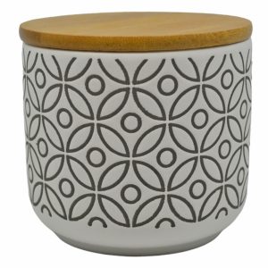 ANKOR Βάζο Κεραμικό 'Ασπρο Γκρι Με Μπαμπού Καπάκι