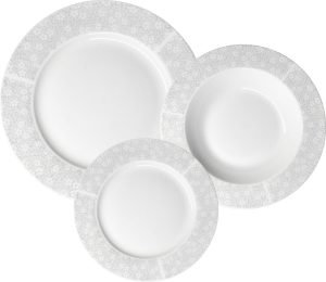 ANKOR Σερβίτσιο Πιάτων Πορσελάνινο 20 Τμχ Γκρι Ανθάκια