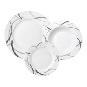 ANKOR Σερβίτσιο Πιάτων Πορσελάνινο 20 Τμχ Γκρι Και Μπεζ Γραμμές