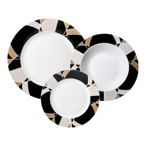 ANKOR Σερβίτσιο Πιάτων Πορσελάνινο 18Τμχ Γεωμετρικά Σχήματα