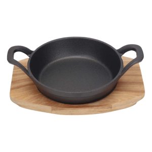 ANKOR Μαντεμένιο Σαγανάκι Με Ξύλινη Βάση 16εκ.