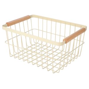 Estia Καλάθι Οργάνωσης Μεταλλικό Allure Ivory Με Ξύλινες Λαβές 33x22cm
