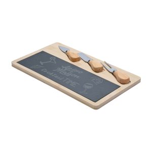 Estia Πλατώ Σερβιρίσματος Σχιστόλιθου Με Ξύλινη Βάση & Αξεσουάρ 33x19cm
