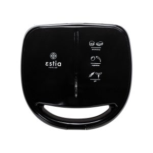 Estia Τοστιέρα Black & Inox 2 Θέσεων Με Αποσπώμενες Αντικολλητικές Πλάκες 850W