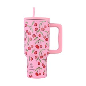 Estia Θερμός Straw Tumbler XL Save The Aegean Cherry Rose 900ml